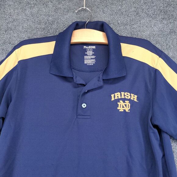 Pro Edge Men's Polo Shirt Blue Medium Short Sleeve Pullover Notre Dame Irish - Picture 3 of 14